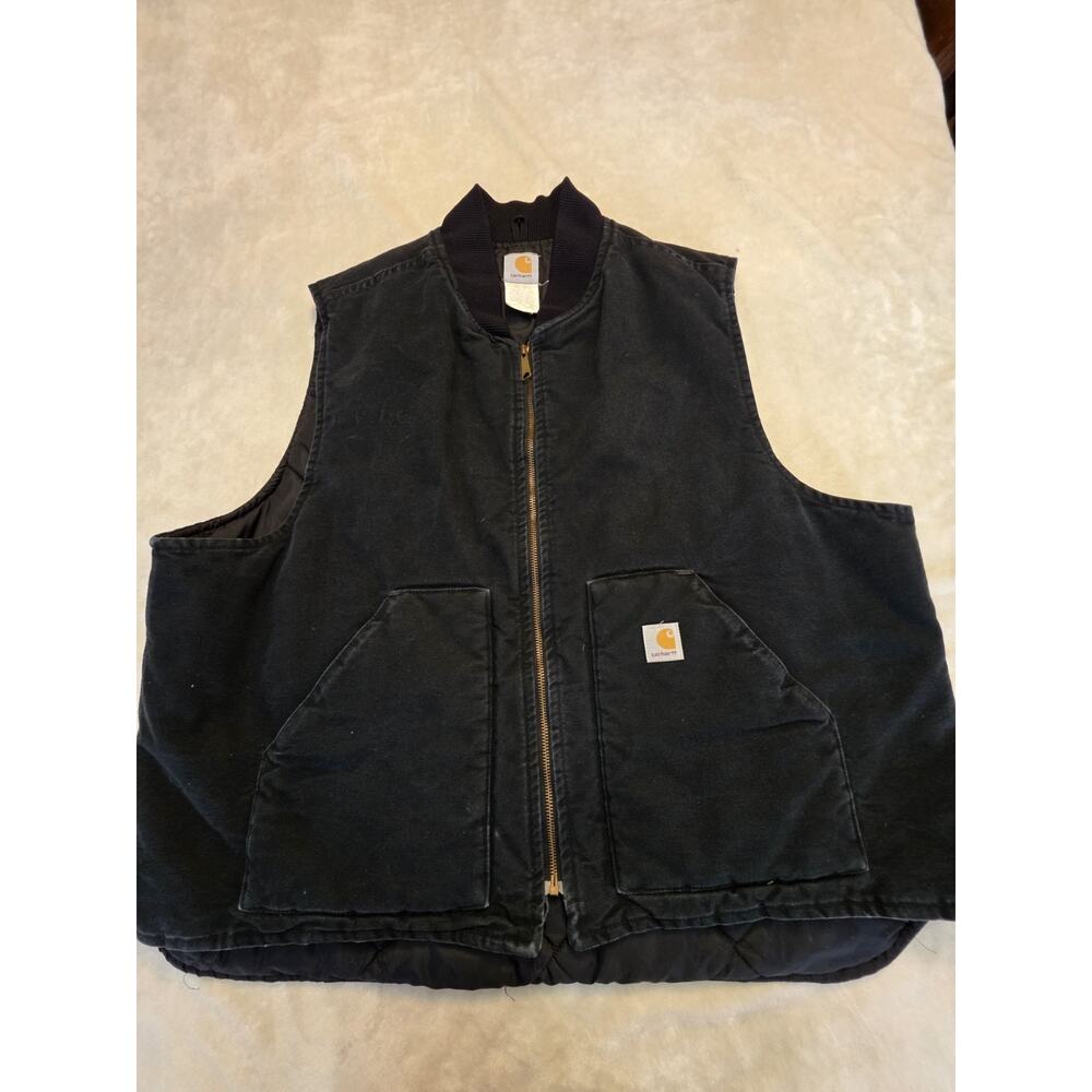 Mens Carhartt V01 BLK Quilted Lined Work Vest Black Size 3XL